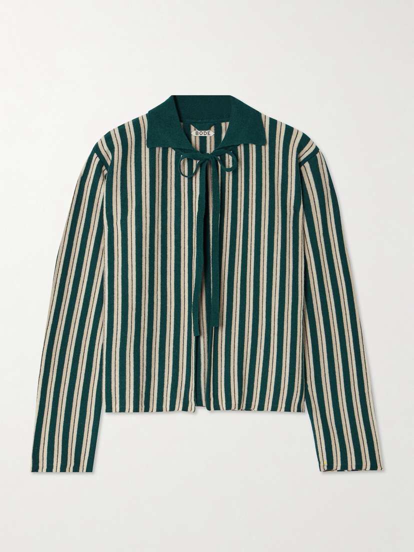 BODE Hogan Striped Wool And Cashmere-blend Cardigan