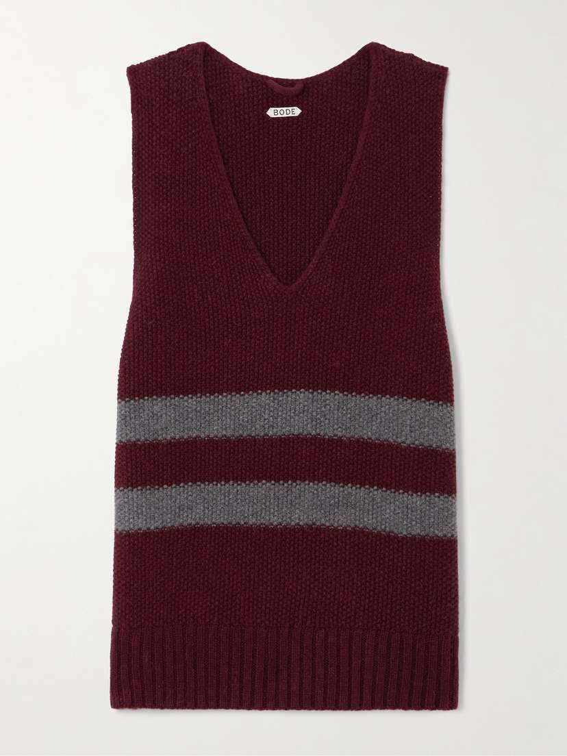 BODE Collegiate Striped Alpaca And Wool-blend Vest