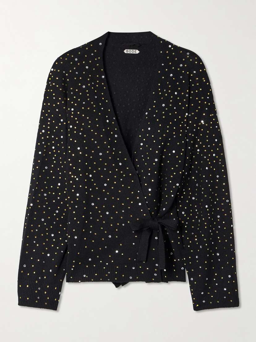 BODE Oak Crystal-embellished Knitted Wrap Cardigan
