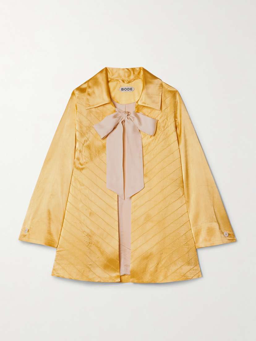 BODE Goldenrod Tie-neck Quilted Satin Jacket