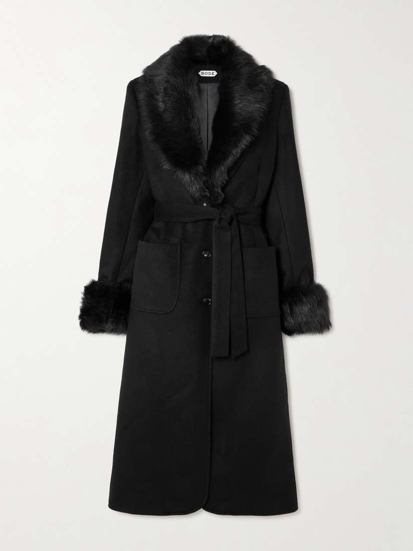 BODE Arena Shearling-trimmed Wool And Cashmere-blend Coat