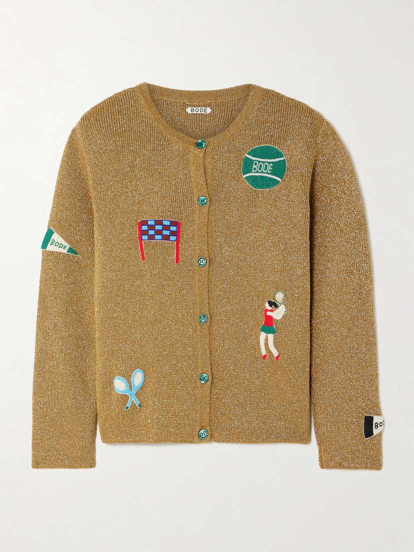 BODE Game Point Bead-embellished Metallic Knitted Cardigan - x large