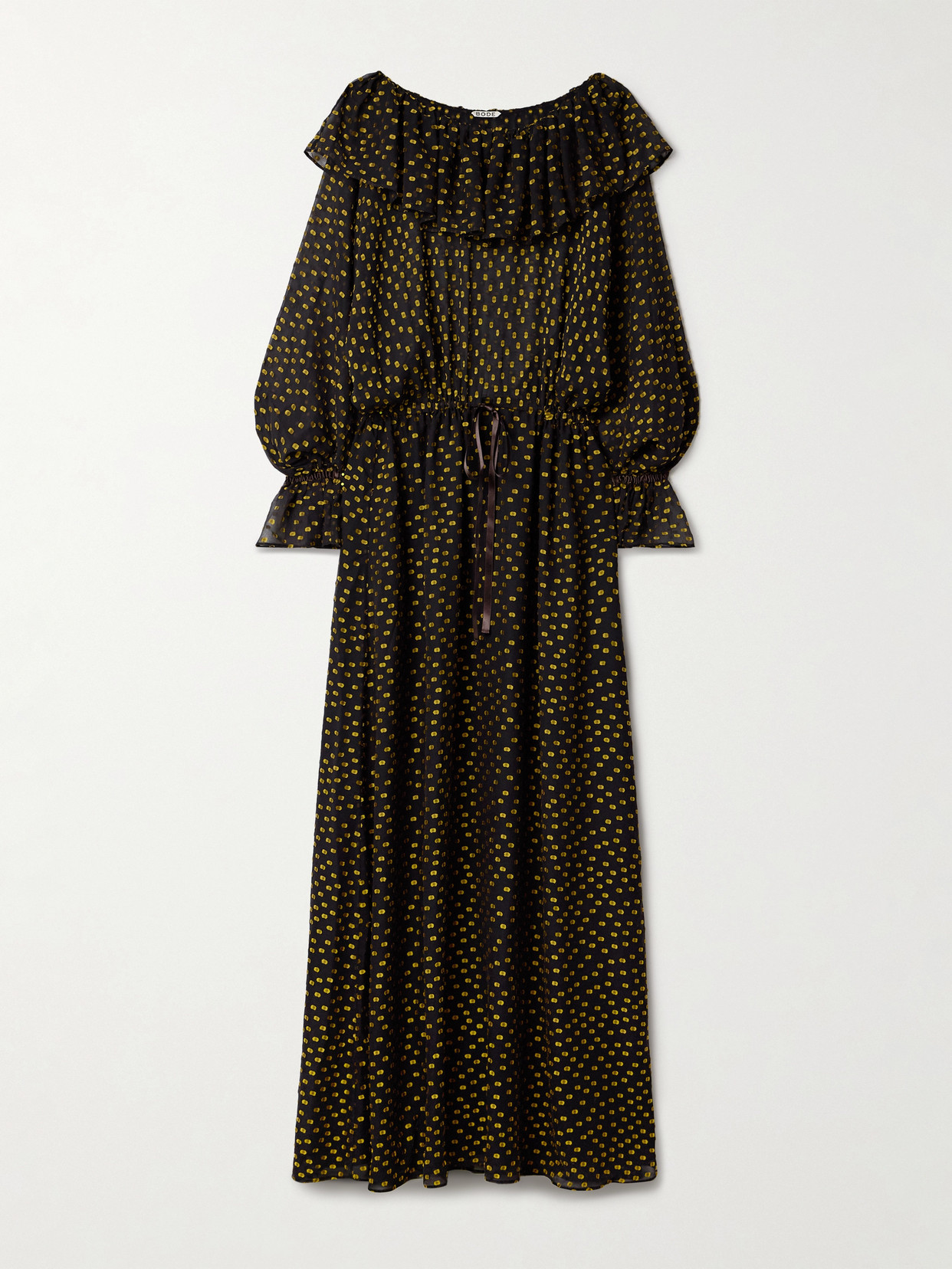 Bode - Stadium Ruffled Fil Coupé Silk-Blend Chiffon Gown - Black