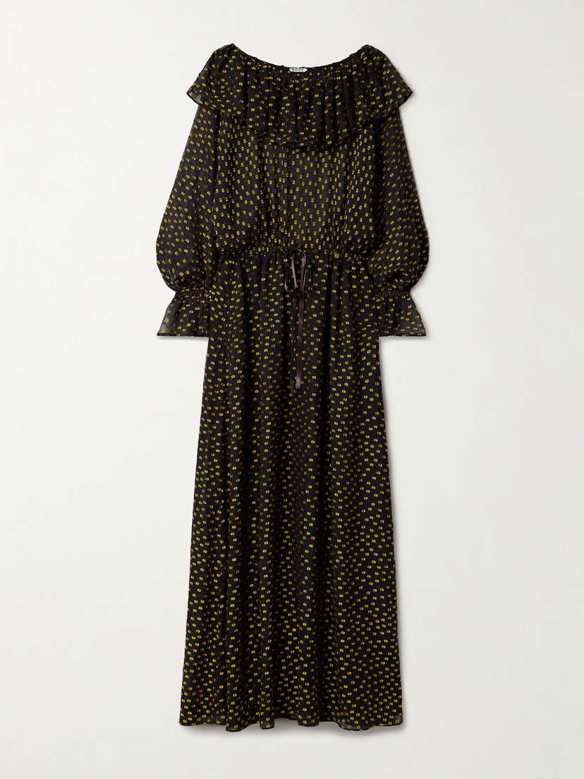 BODE Stadium Ruffled Fil Coupé Silk-blend Chiffon Gown