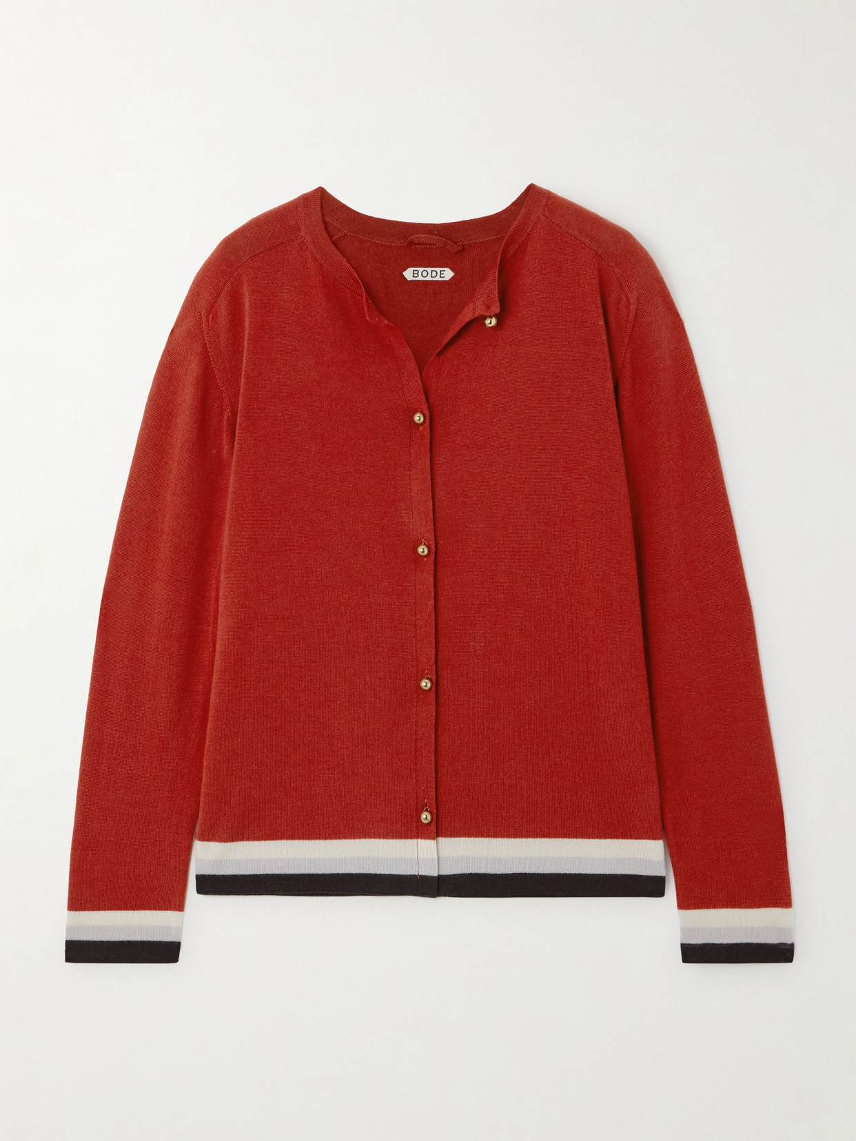 Bode Fairground Merino Wool Cardigan In Red