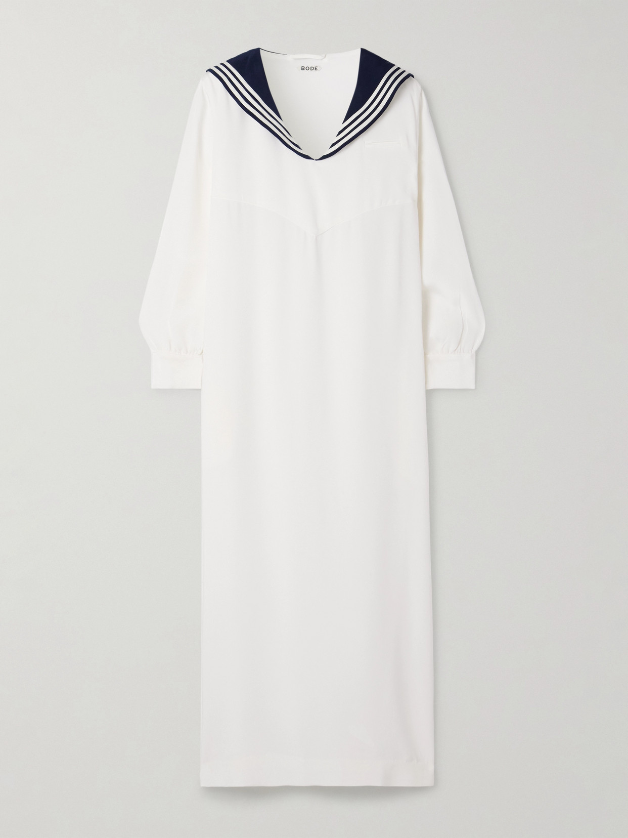 BODE - Cricket Canvas-trimmed Silk-crepe Maxi Dress - White