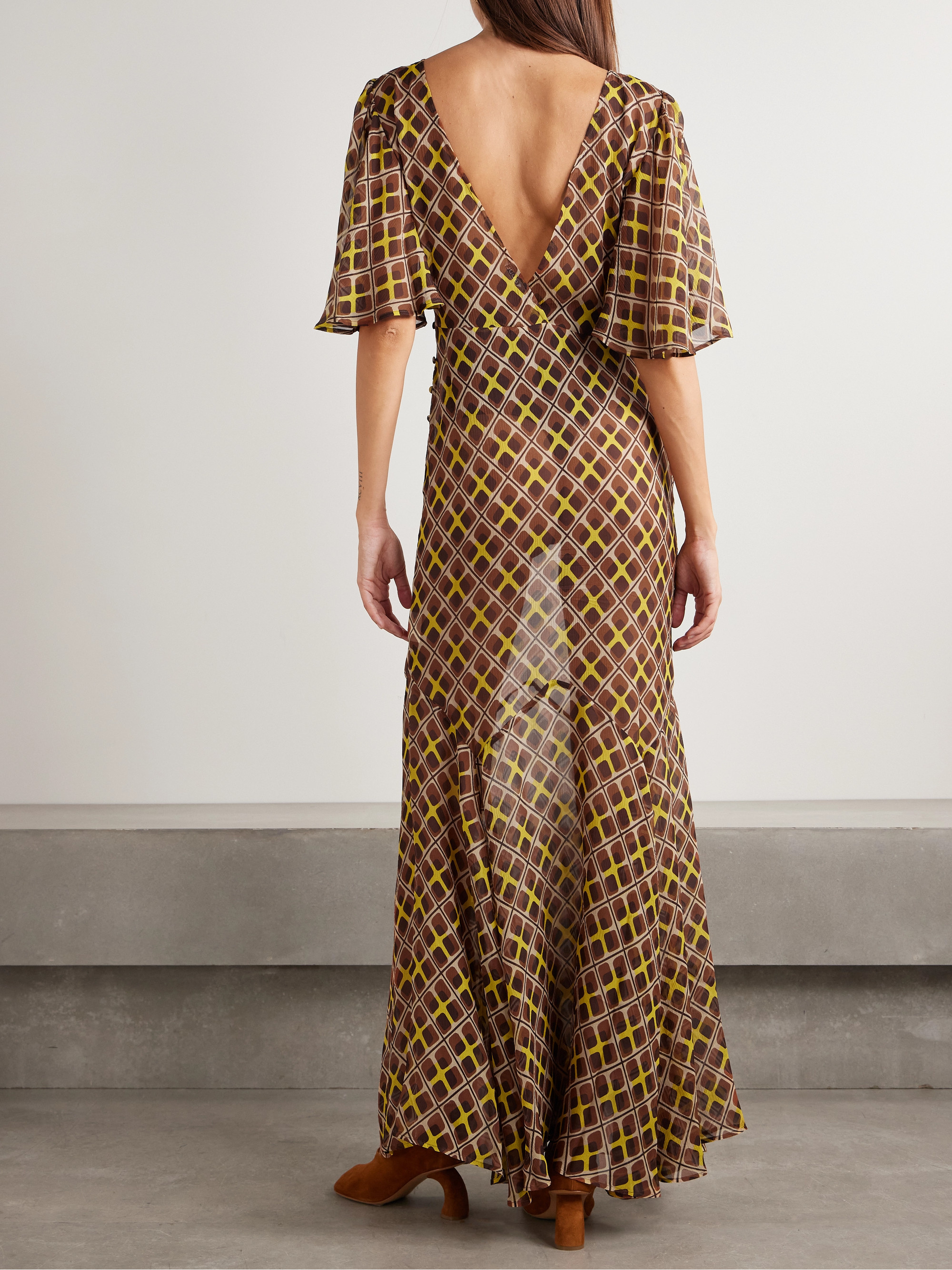 Bode Cattail printed silk-blend chiffon gown thumbnail