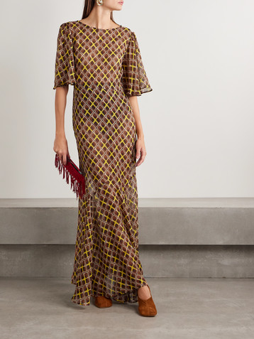 Bode Cattail printed silk-blend chiffon gown