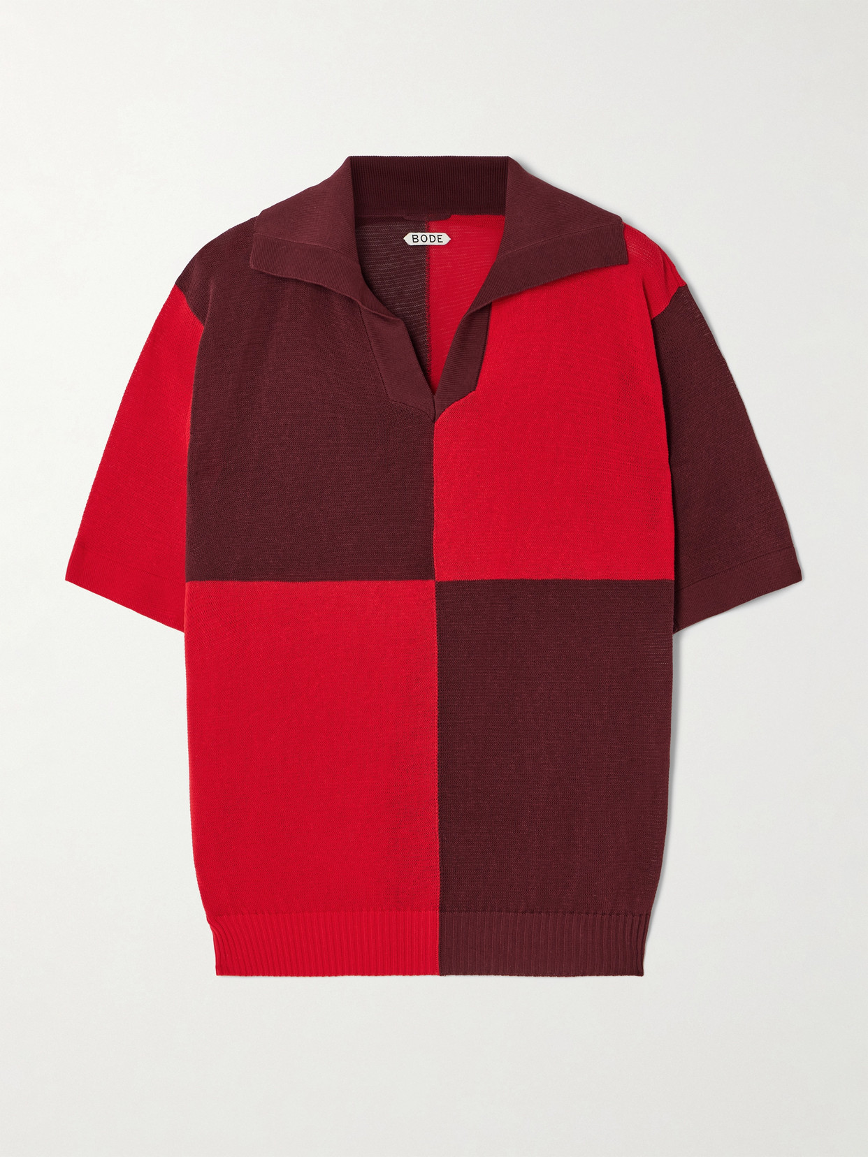 BODE - Oversized Two-tone Cotton Polo Shirt - Red