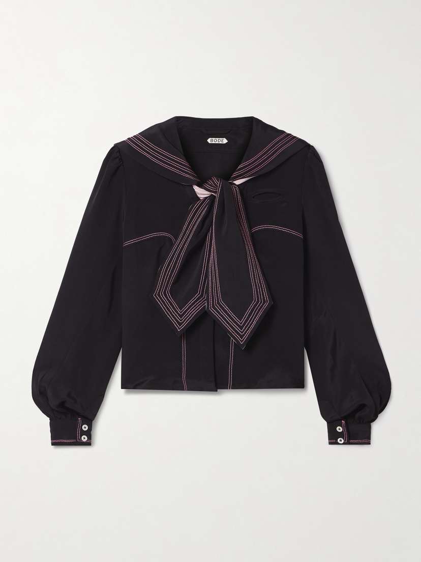 BODE Seafarer Tie-neck Silk Shirt