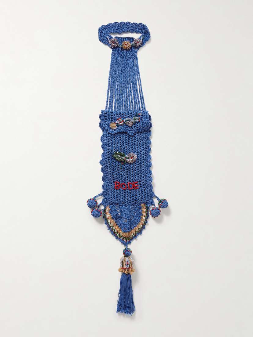 BODE Laurel Embellished Crochet Clutch