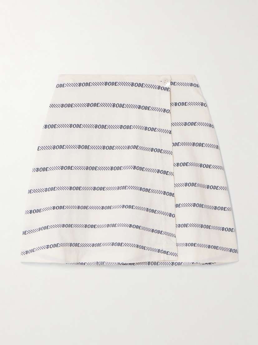 BODE Rec Jacquard-knit Cotton Mini Wrap Skirt