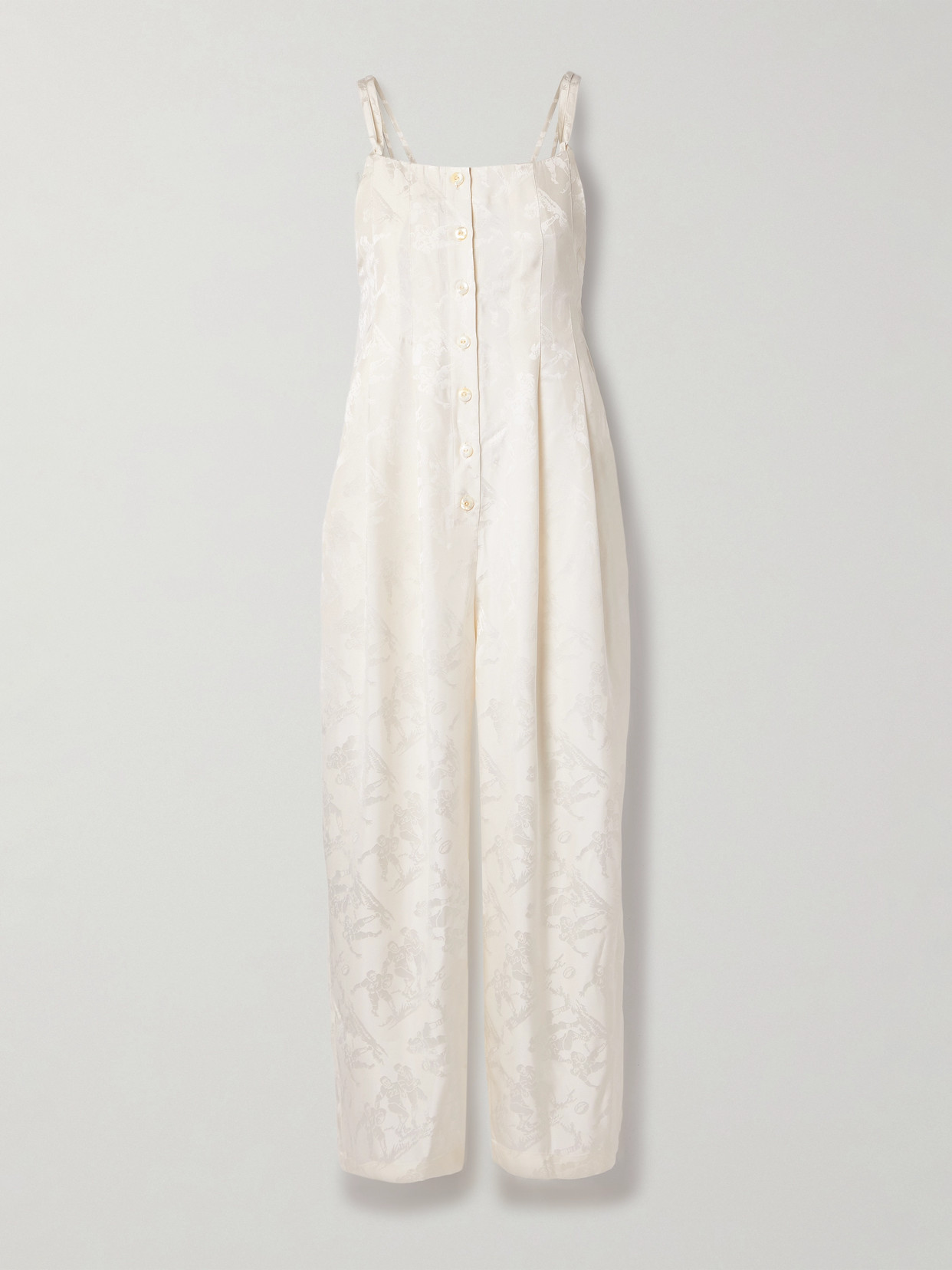 Bode Satin-jacquard Jumpsuit In Cream