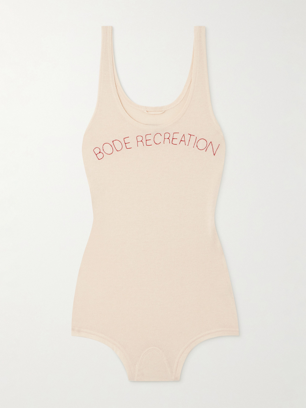 Bode Shelly Embroidered Pima Cotton And Alpaca-blend Bodysuit In Neutrals