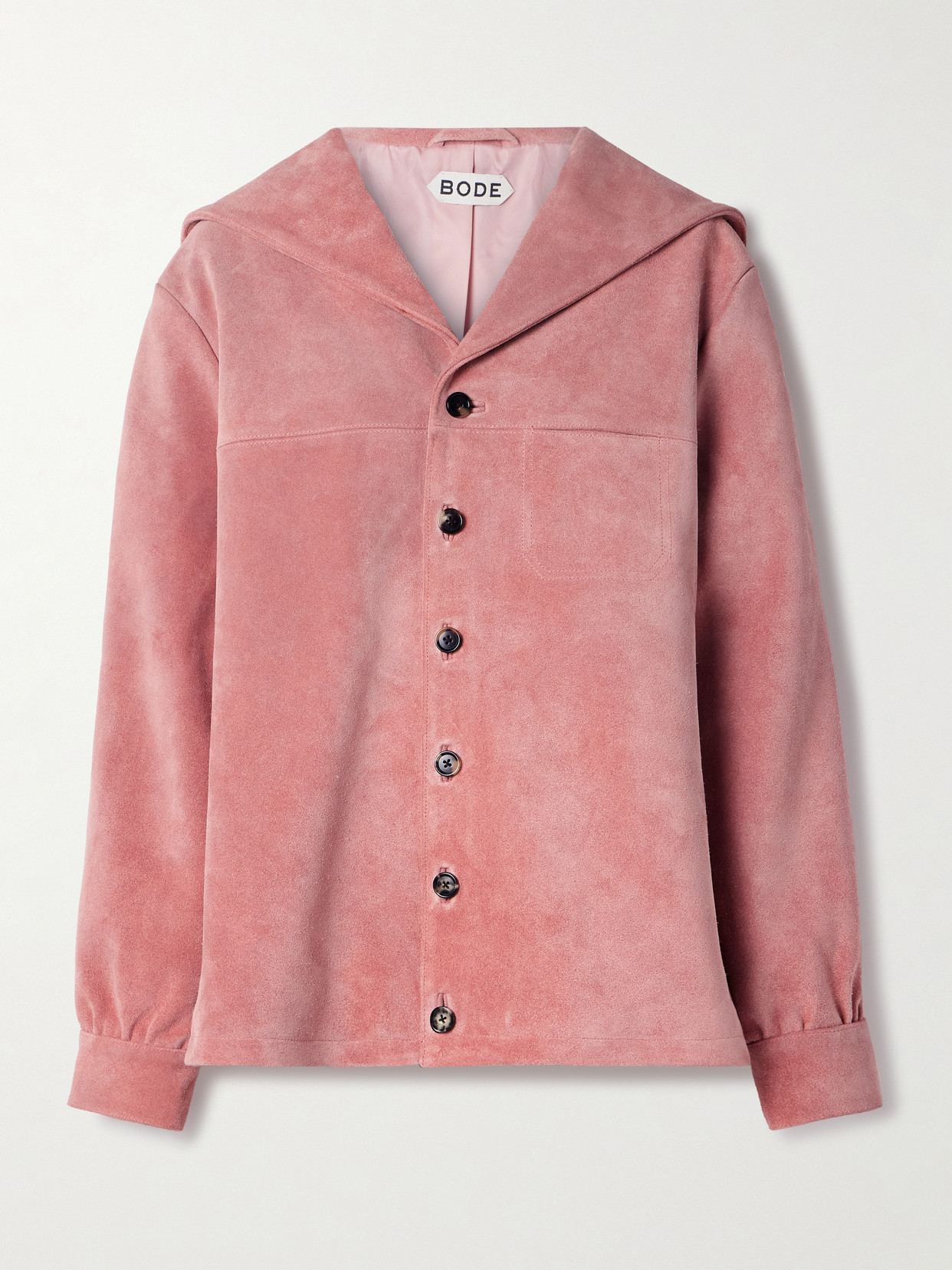 Bode Mariner Suede Jacket In Pink