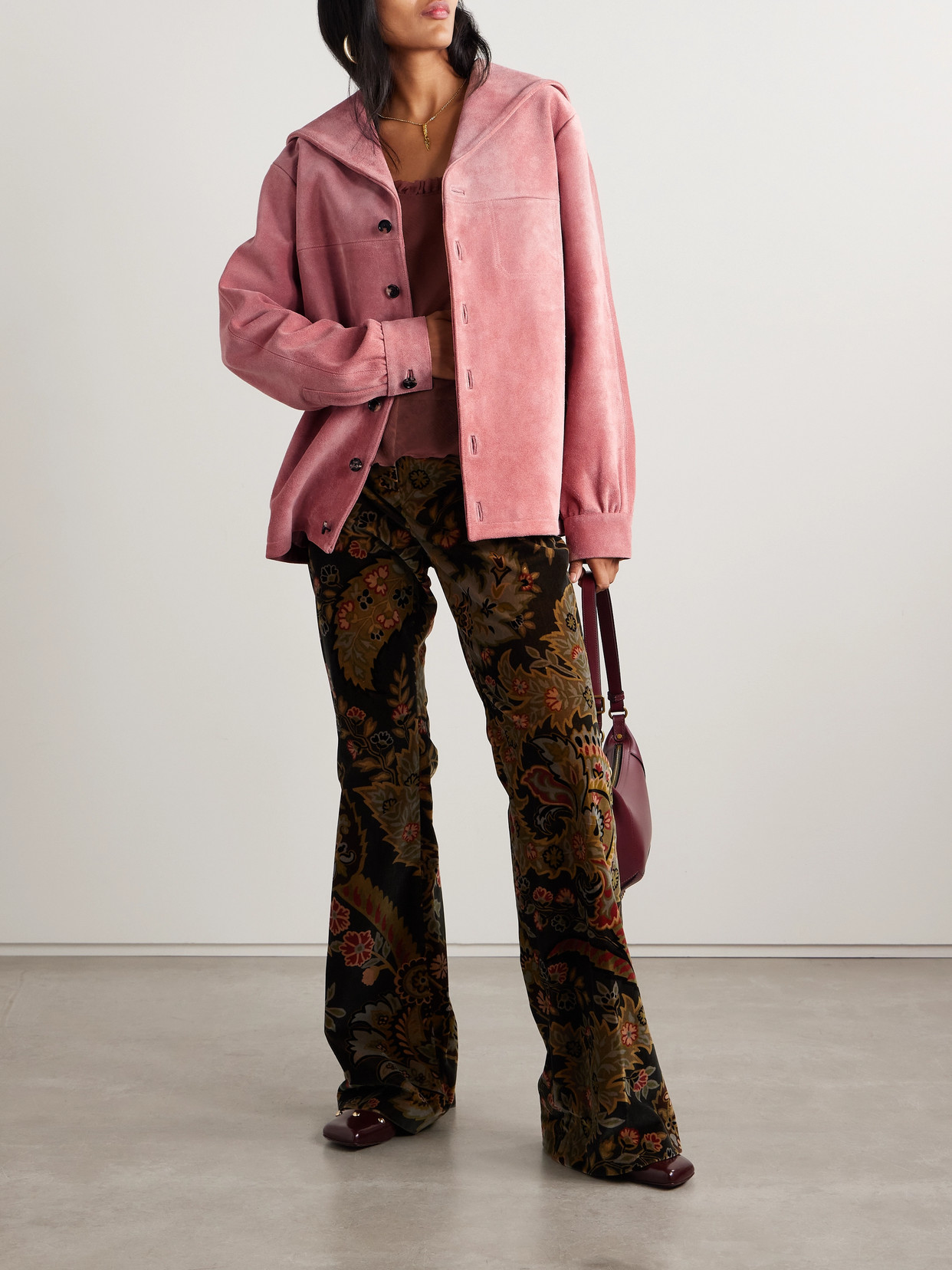Bode Mariner Suede Jacket In Pink