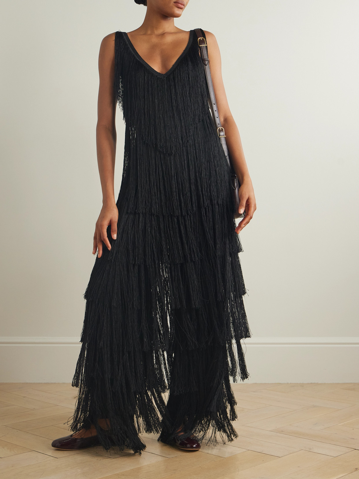 BODE SWEEPER FRINGED SILK JUMPSUIT