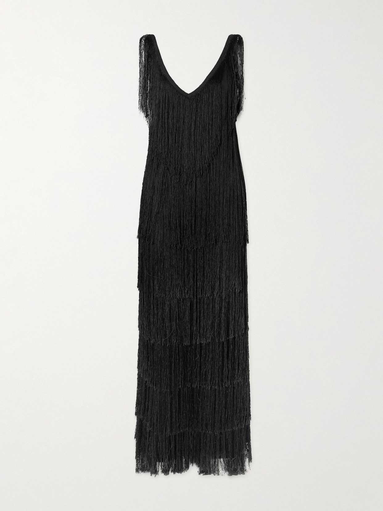 Bode Sweeper Fringed Silk Jumpsuit In Black