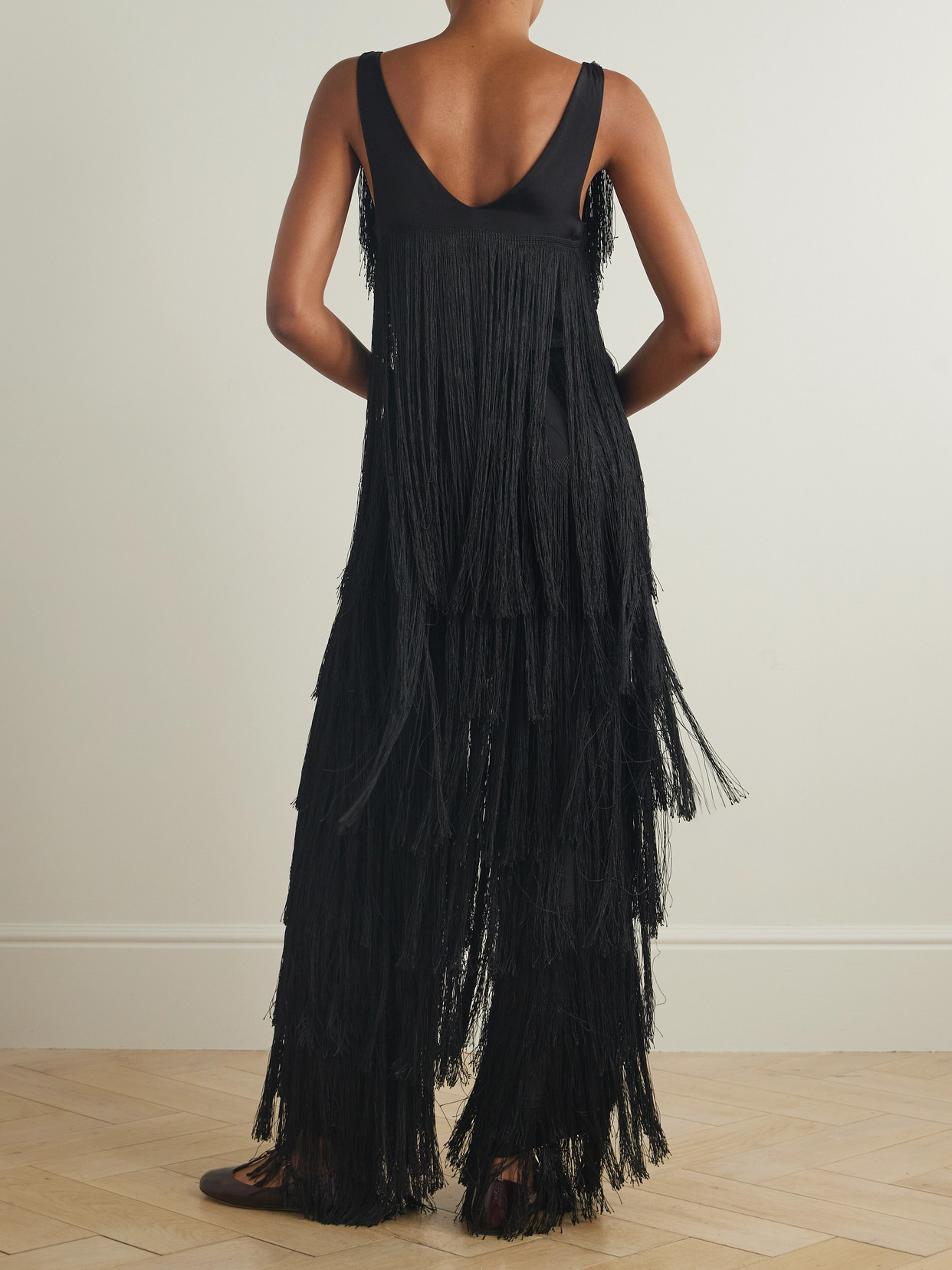 BODE SWEEPER FRINGED SILK JUMPSUIT