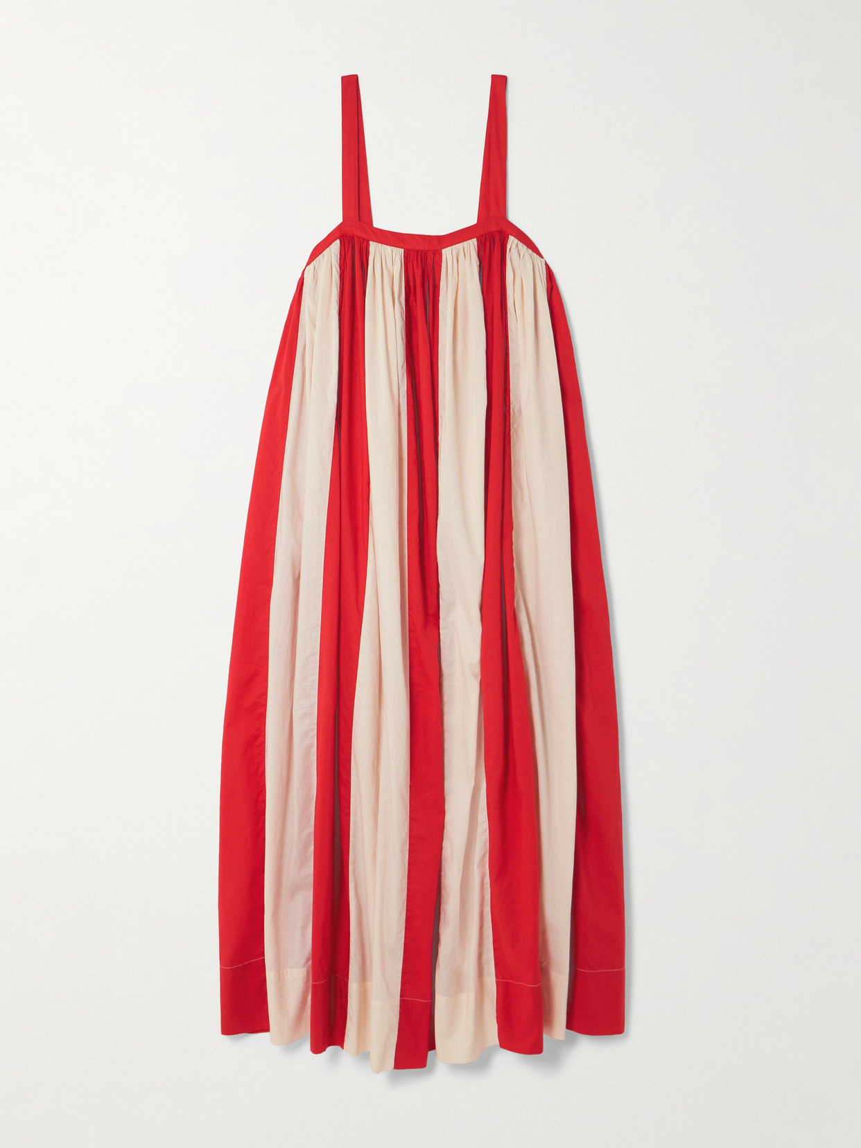 Bode Liberty Striped Cotton Maxi Dress In Nude