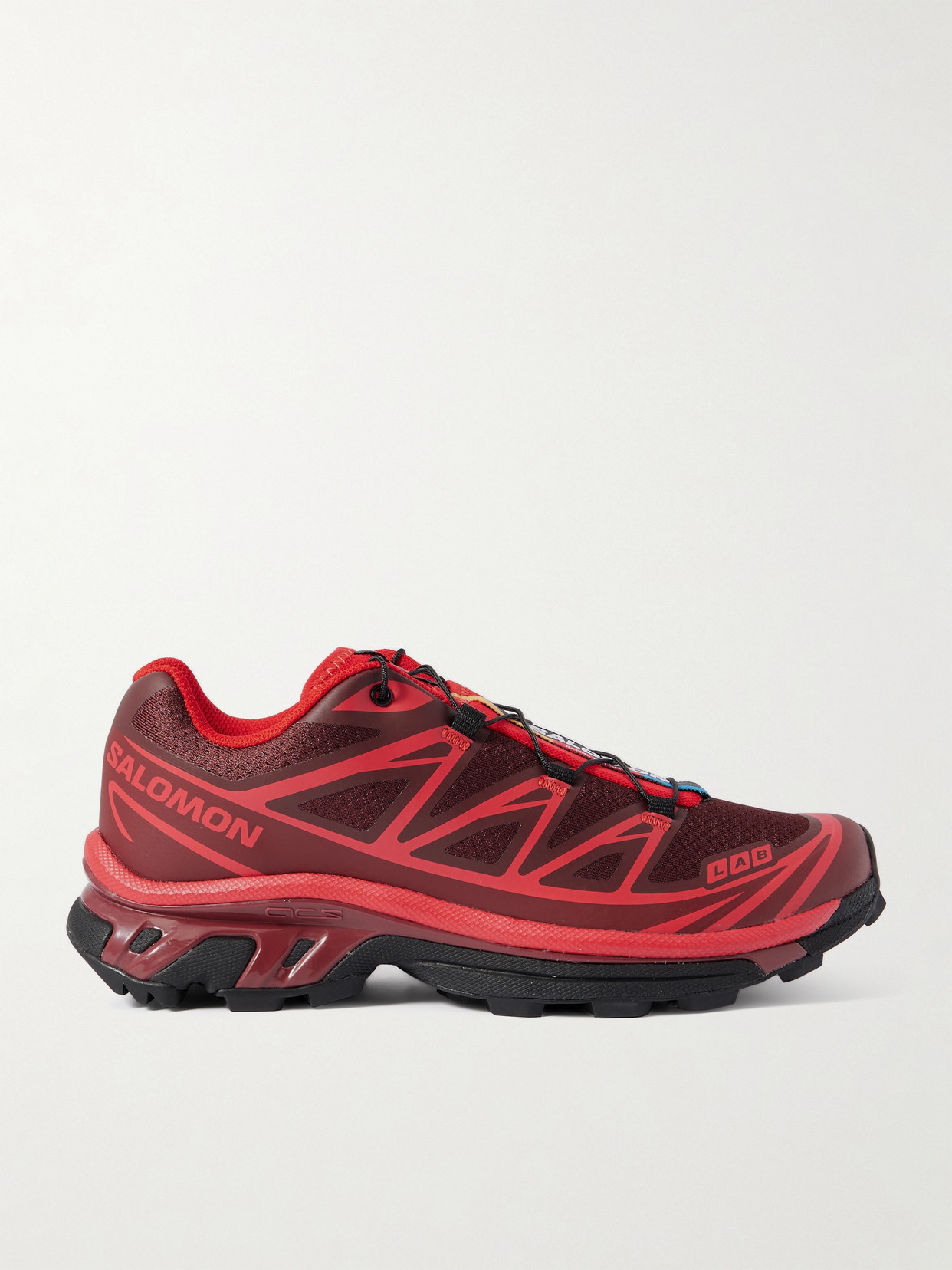 SALOMON XT-6 RUBBER-TRIMMED MESH SNEAKERS