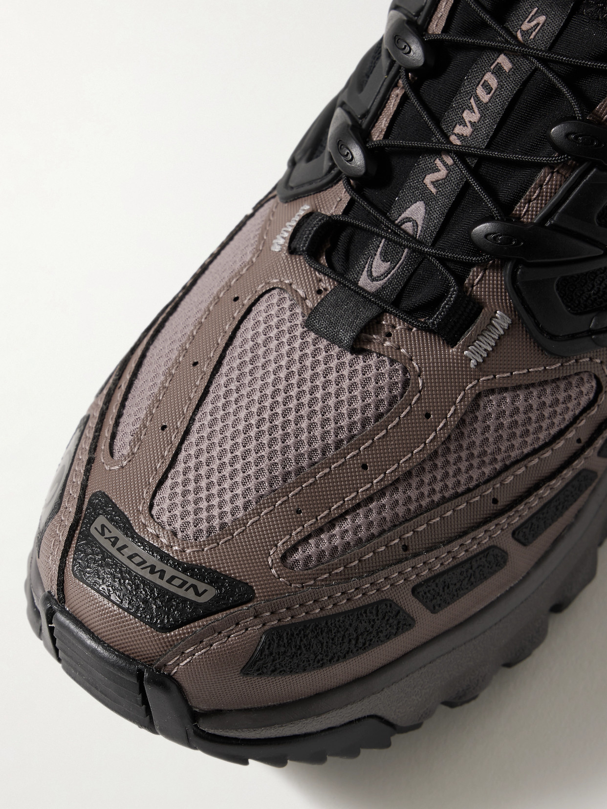 Salomon Acs Pro Rubber-trimmed Mesh And Faux Leather Sneakers In Brown