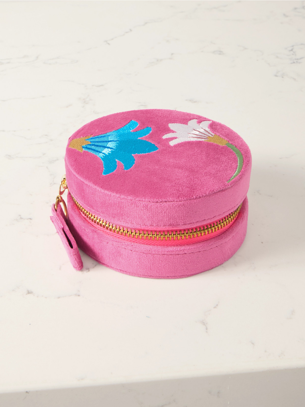 L'Atelier Nawbar - Psychedeliah Embroidered Velvet Jewelry Box - Pink