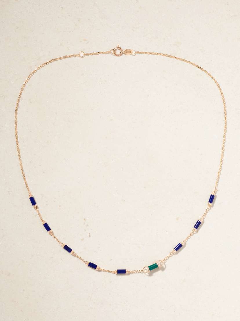 L’Atelier Nawbar Pillar 18-karat Gold Multi-stone Necklace