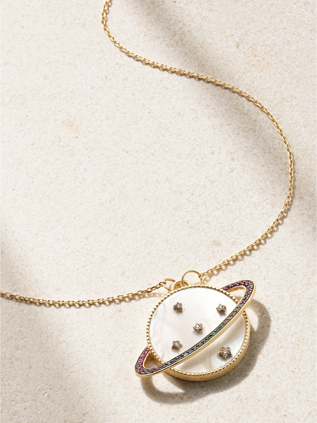 L'atelier Nawbar The Rainbow Planet 18-karat Gold Multi-stone Necklace In White