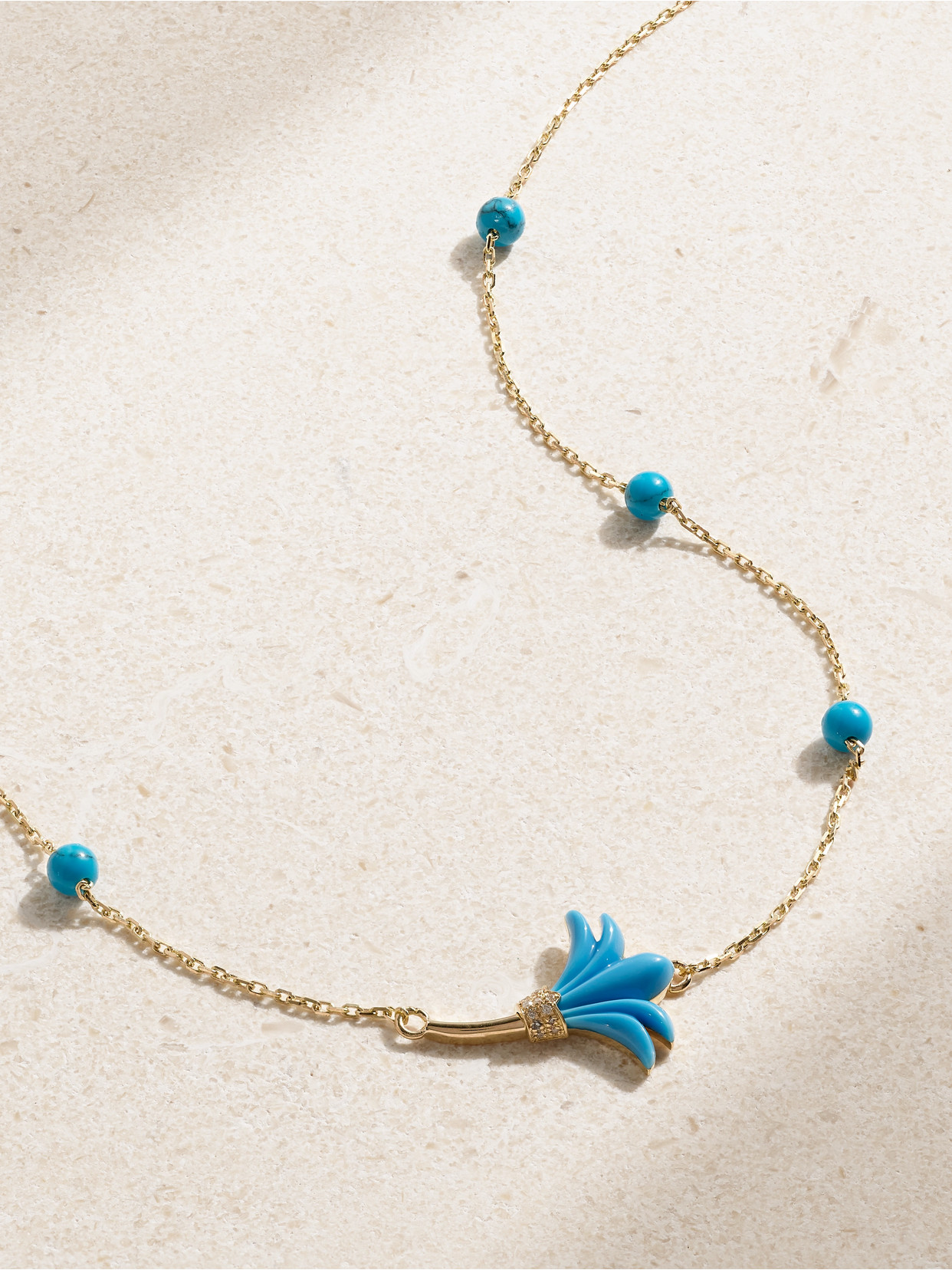 L'atelier Nawbar Psychedeliah Small 18-karat Gold, Turquoise And Diamond Necklace In Blue