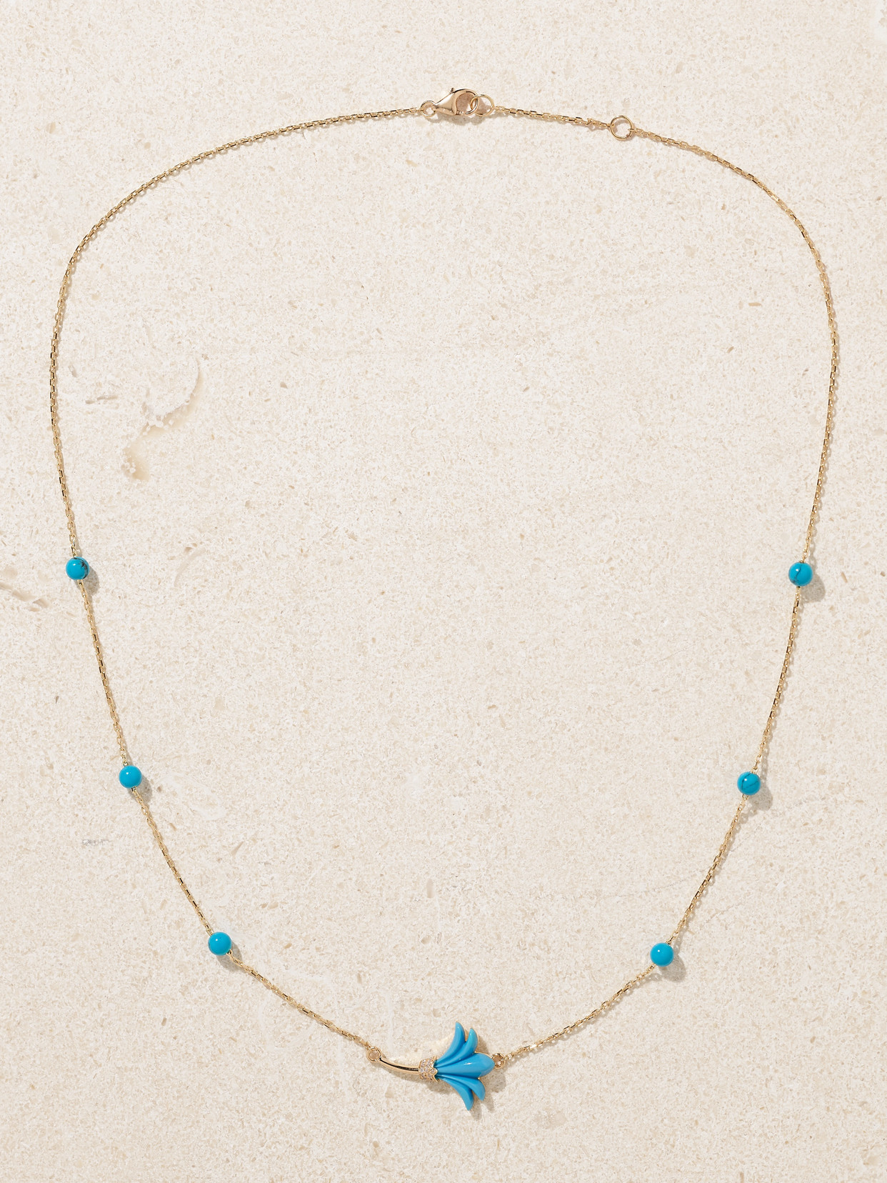 L'atelier Nawbar Psychedeliah Small 18-karat Gold, Turquoise And Diamond Necklace In Blue