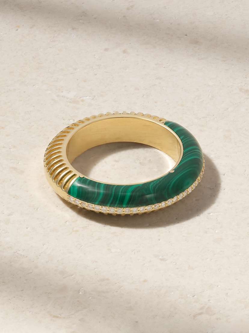 L’Atelier Nawbar Bombay Ray 18-karat Gold, Malachite And Diamond Ring