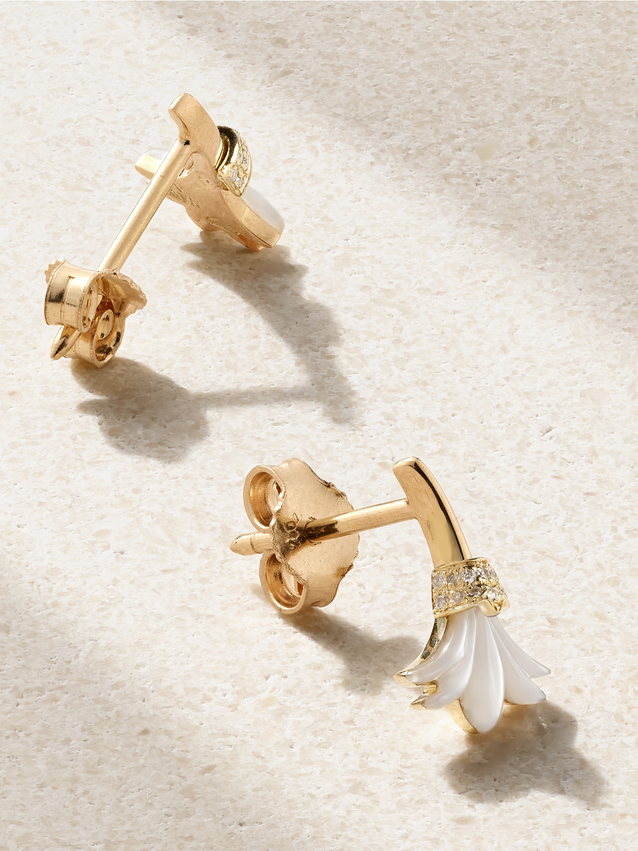L'atelier Nawbar Psychedeliah 18-karat Gold, Mother-of-pearl And Diamond Earrings In White