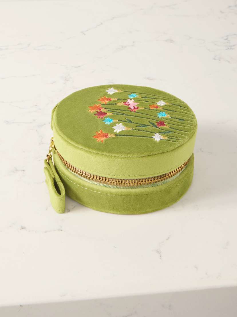 L’Atelier Nawbar Psychedeliah Embroidered Velvet Jewelry Box