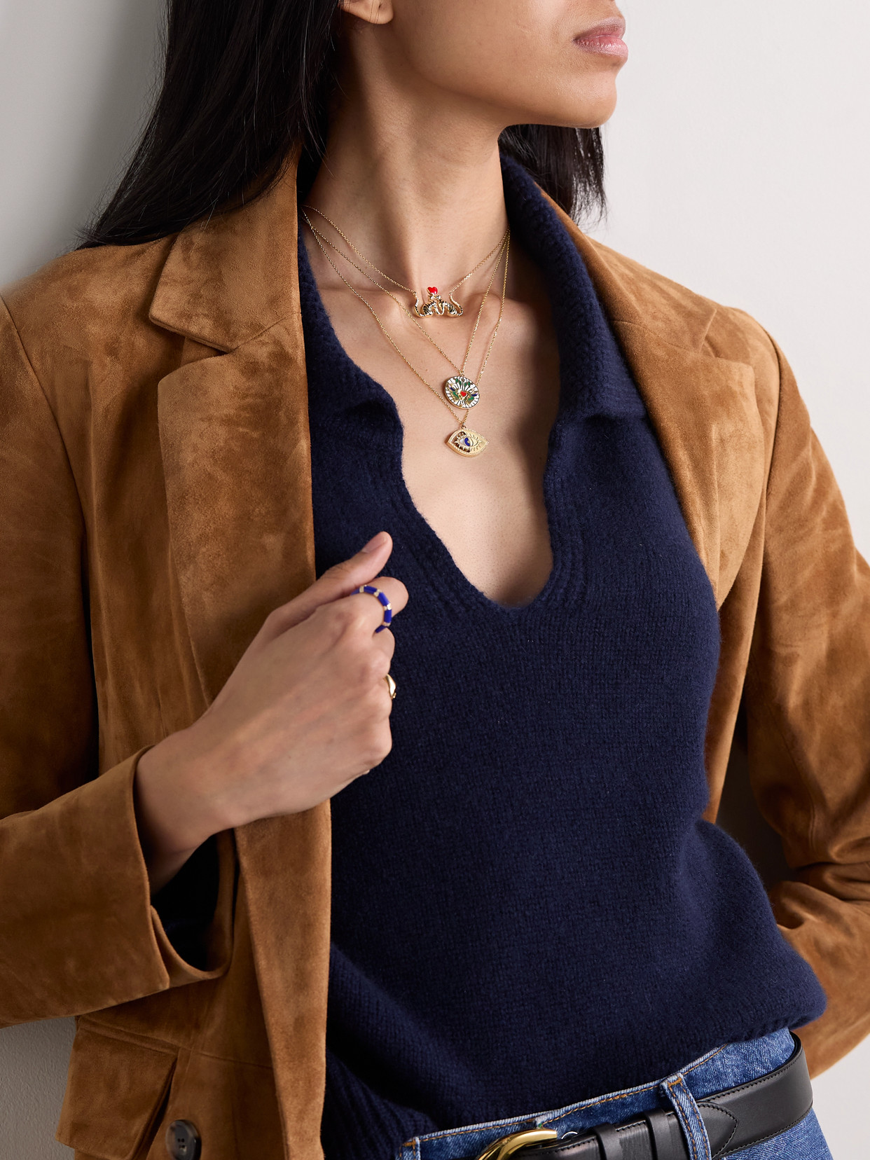 L'atelier Nawbar 18k Yellow Gold Small The Love Bird Diamond And Colored Enamel Pendant In Multi