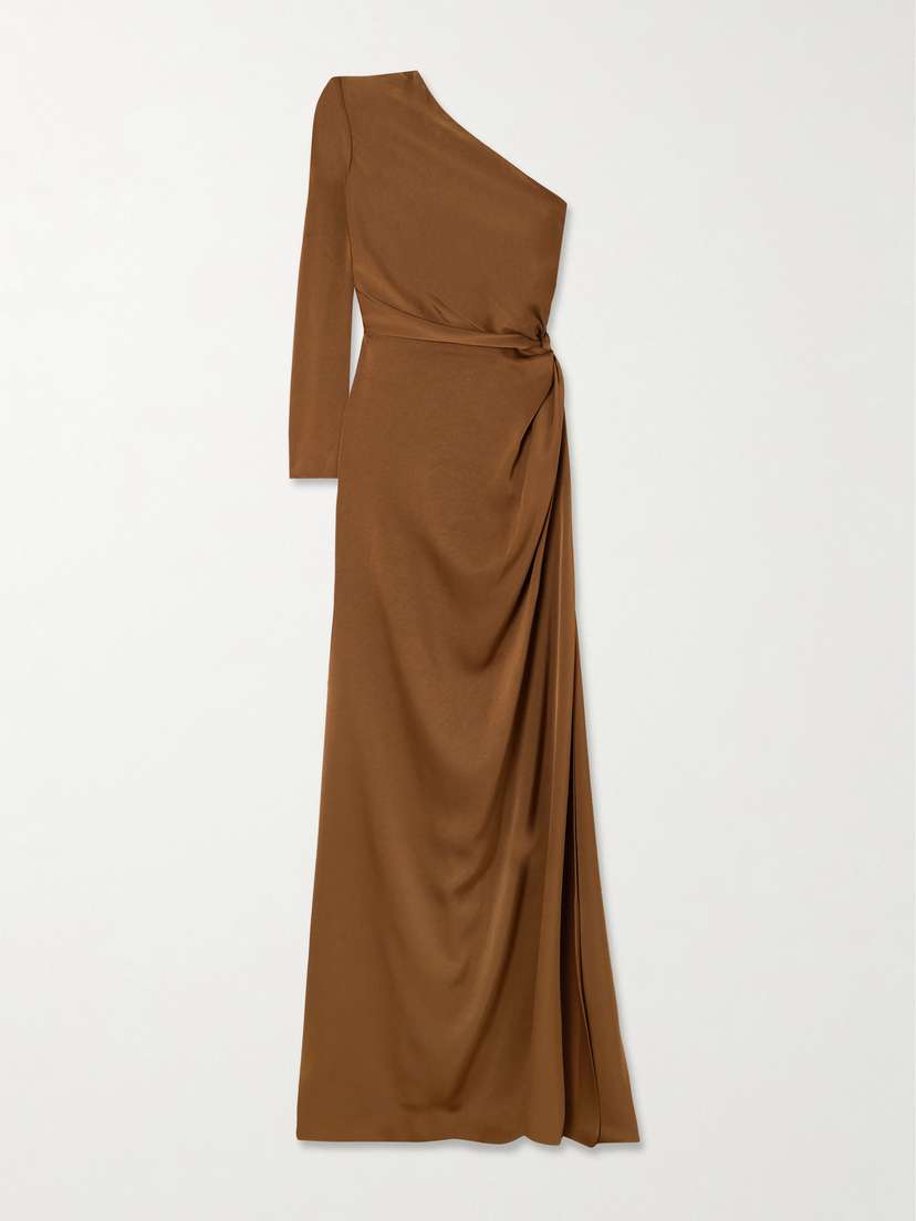 Alex Perry One-shoulder Gathered Satin-crepe Gown