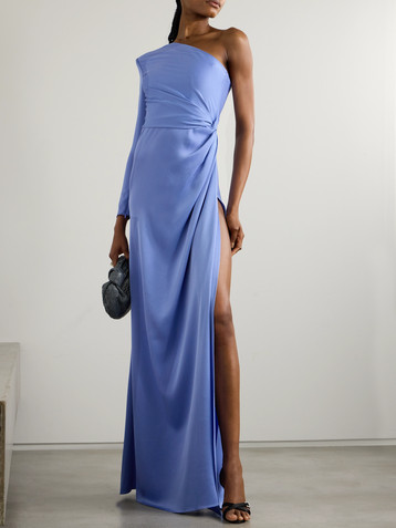 Alex Perry One-shoulder gathered satin-crepe gown