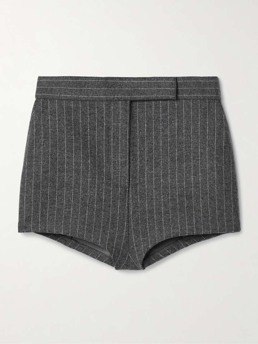 Alex Perry Pinstriped Brushed-twill Shorts - UK 12