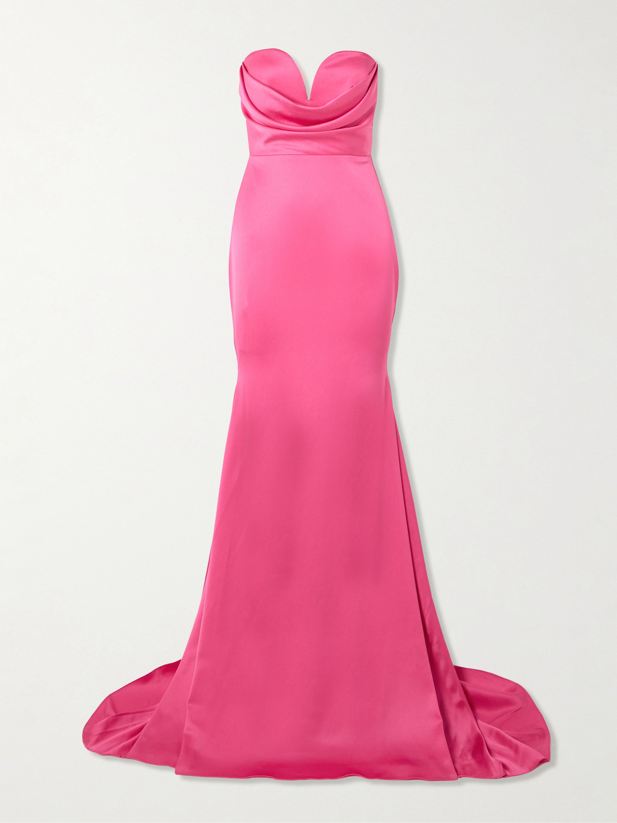 Alex Perry Strapless Draped Satin-crepe Gown In Pink