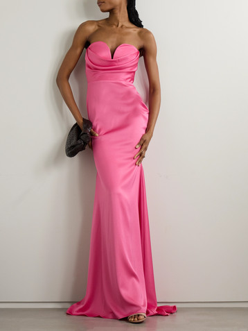 Alex Perry Strapless draped satin-crepe gown