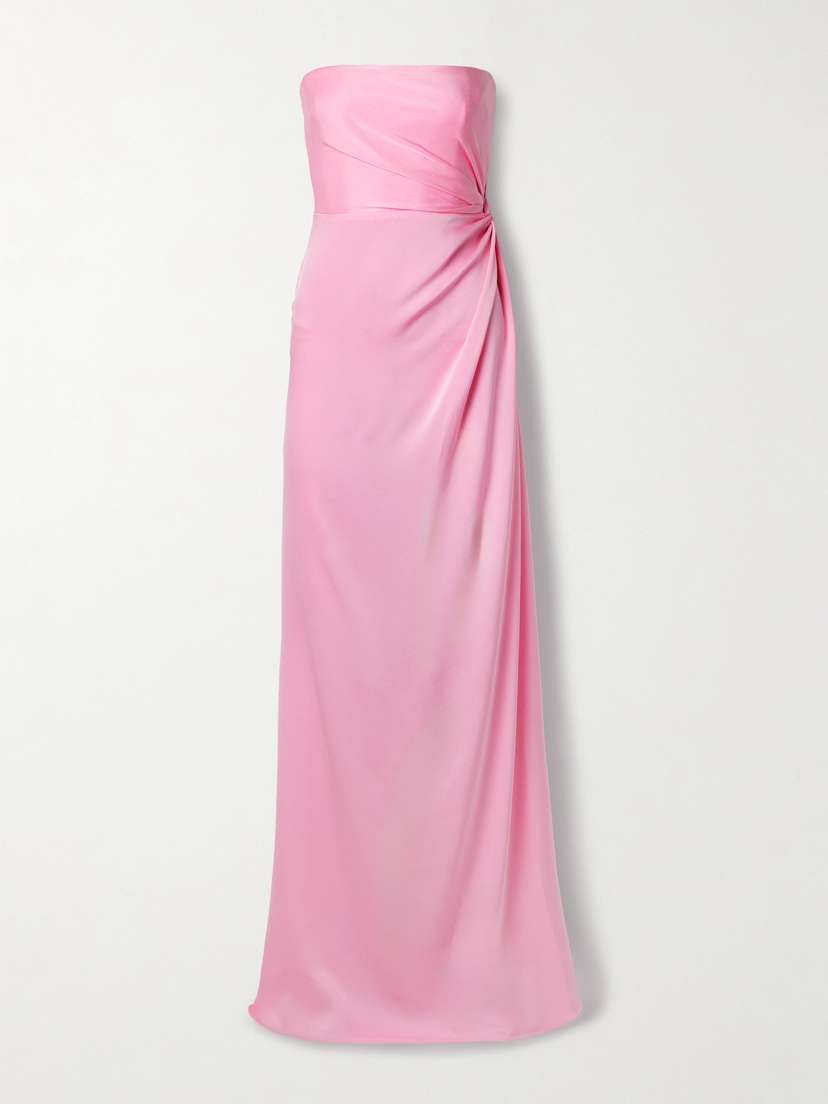 Alex Perry Strapless Gathered Satin-crepe Gown