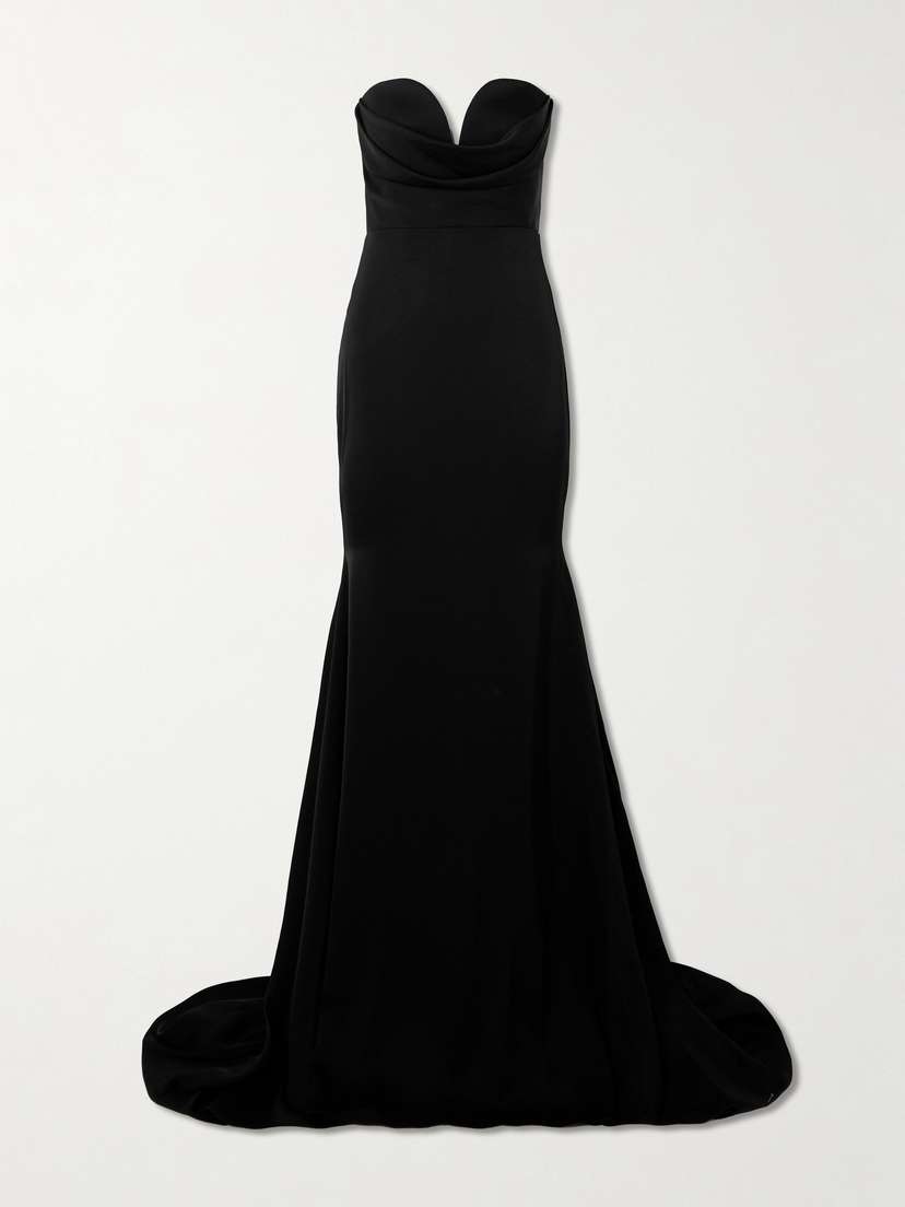 Alex Perry Strapless Draped Satin-crepe Gown
