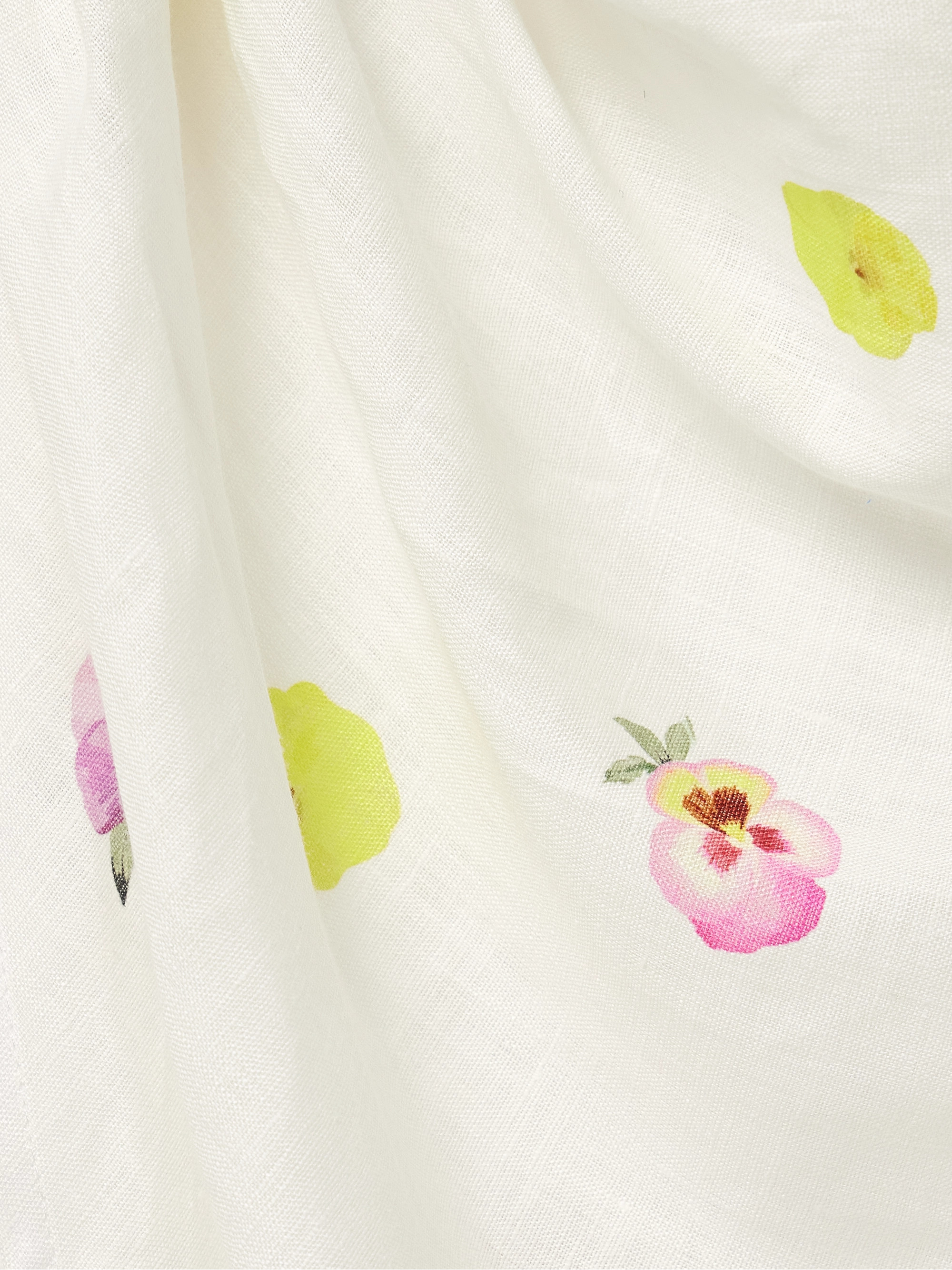 Sleeper Atlanta asymmetric shirred appliquéd floral-print linen midi dress thumbnail