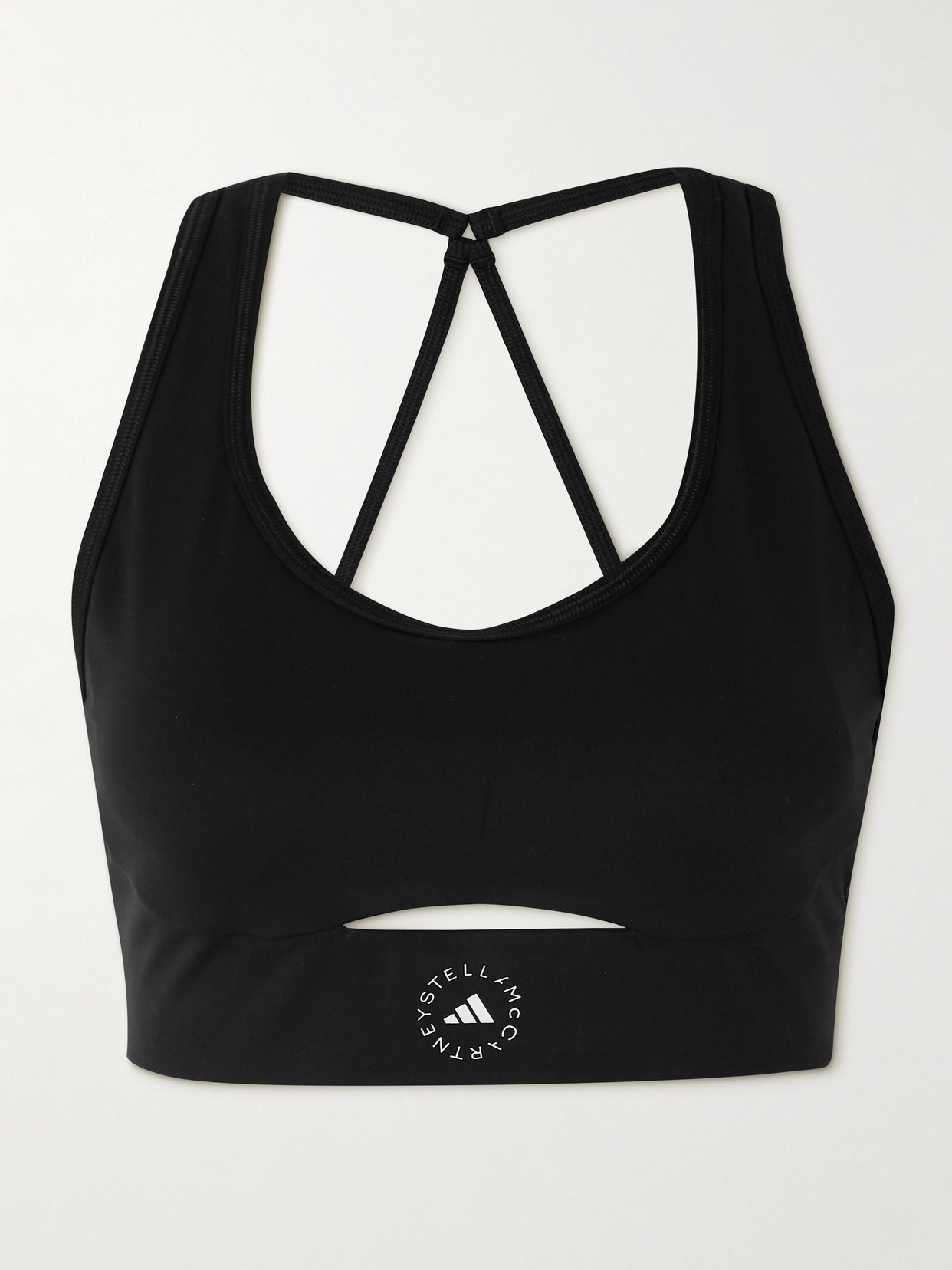 adidas by Stella McCartney - Truestrength Logo-print Recycled Stretch-jersey Sports Bra - Black