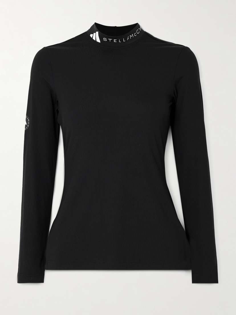 adidas by Stella McCartney Truecasuals Logo-print Recycled Stretch-jersey Turtleneck Top