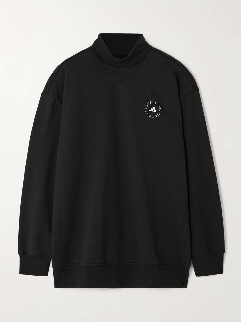 adidas by Stella McCartney Truecasuals Logo-print Organic Cotton-jersey Turtleneck Sweatshirt