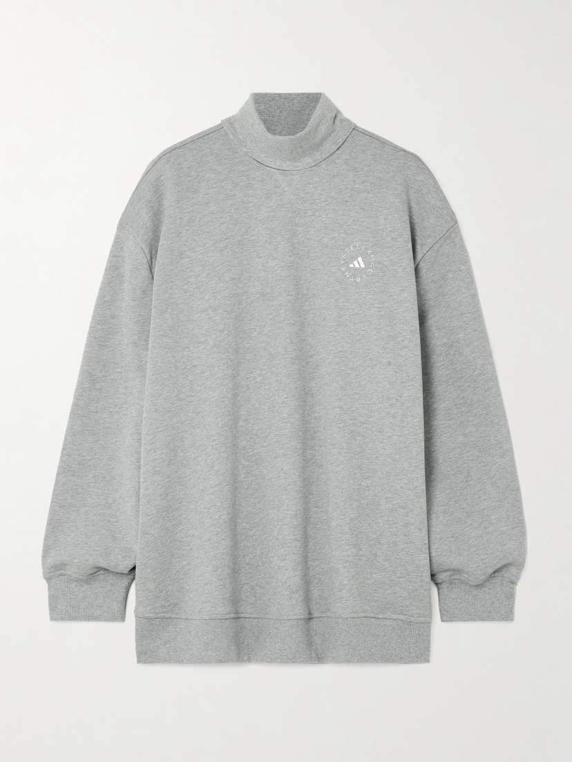 adidas by Stella McCartney Truecasuals Logo-print Organic Cotton-jersey Turtleneck Sweatshirt