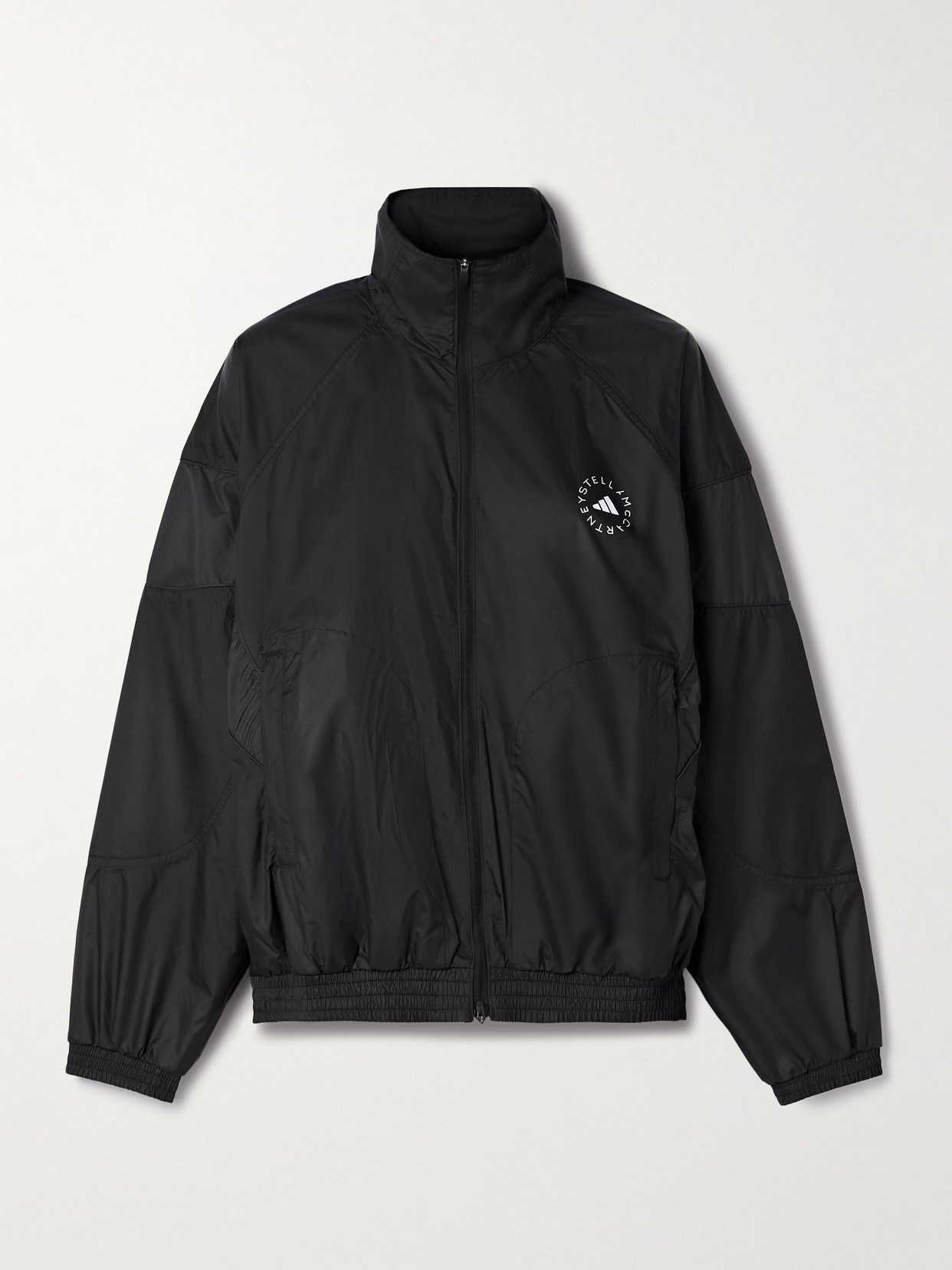 Adidas By Stella Mccartney Truecasuals Paneled Logo-print Recycled-shell Jacket In Grey