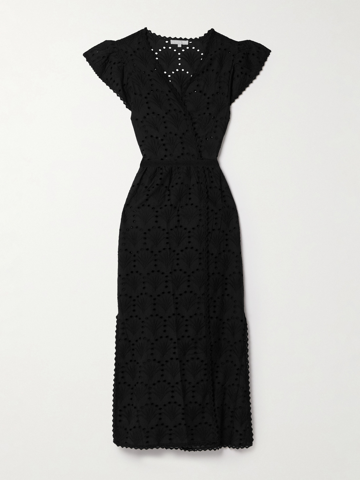 Melissa Odabash Belted Broderie Anglaise Cotton Maxi Dress In Black