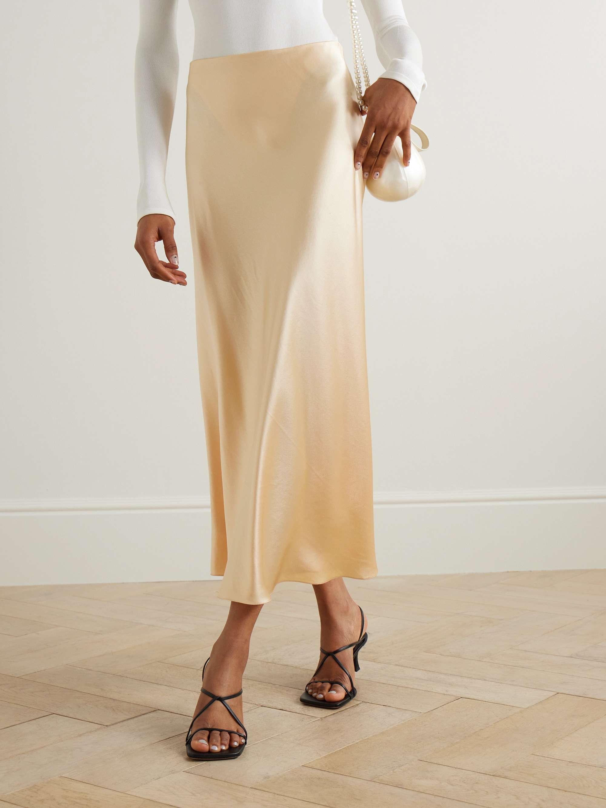 GALVAN Valletta satin midi skirt